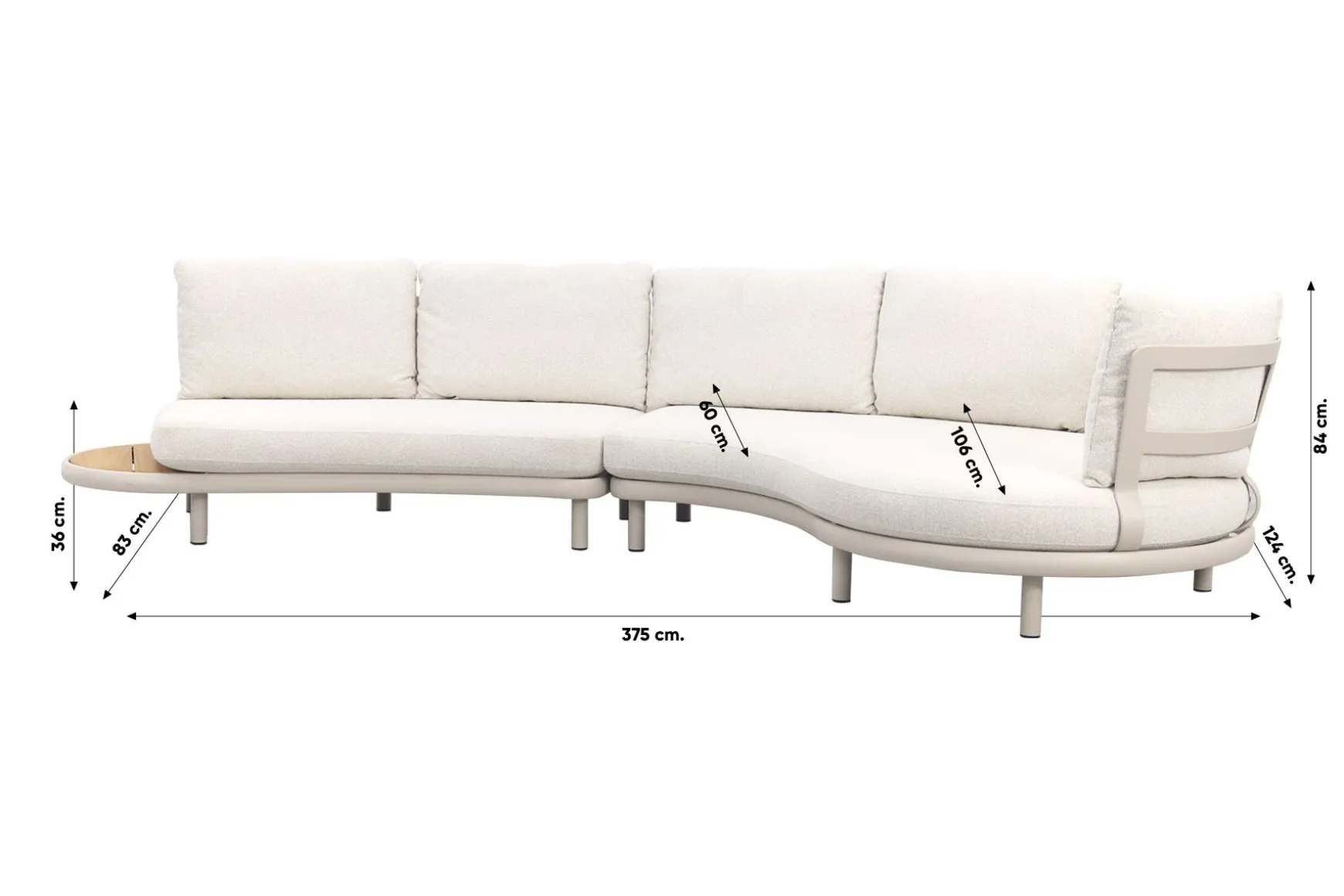 Breeze organische loungeset (L/R) met loungestoel - Naturel/Mokka