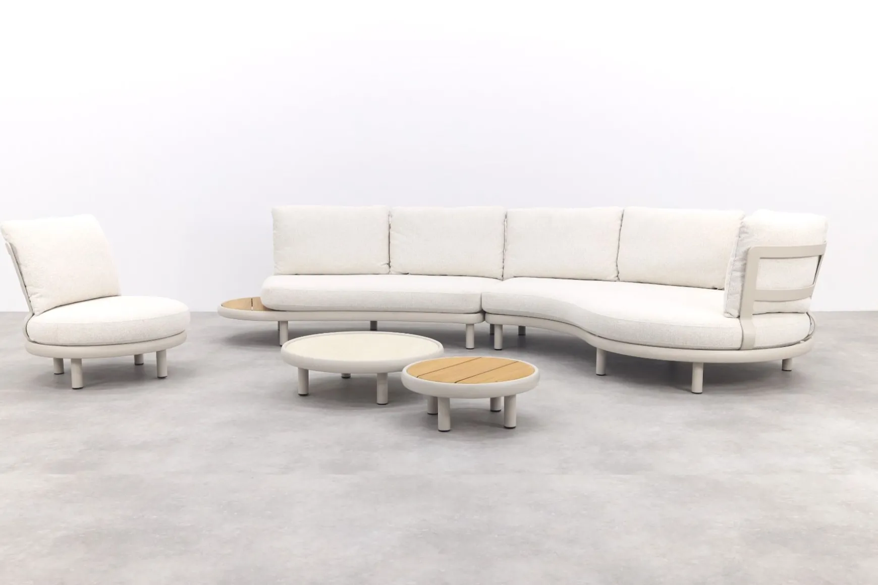 Breeze organische loungeset (L/R) met loungestoel - Naturel/Mokka