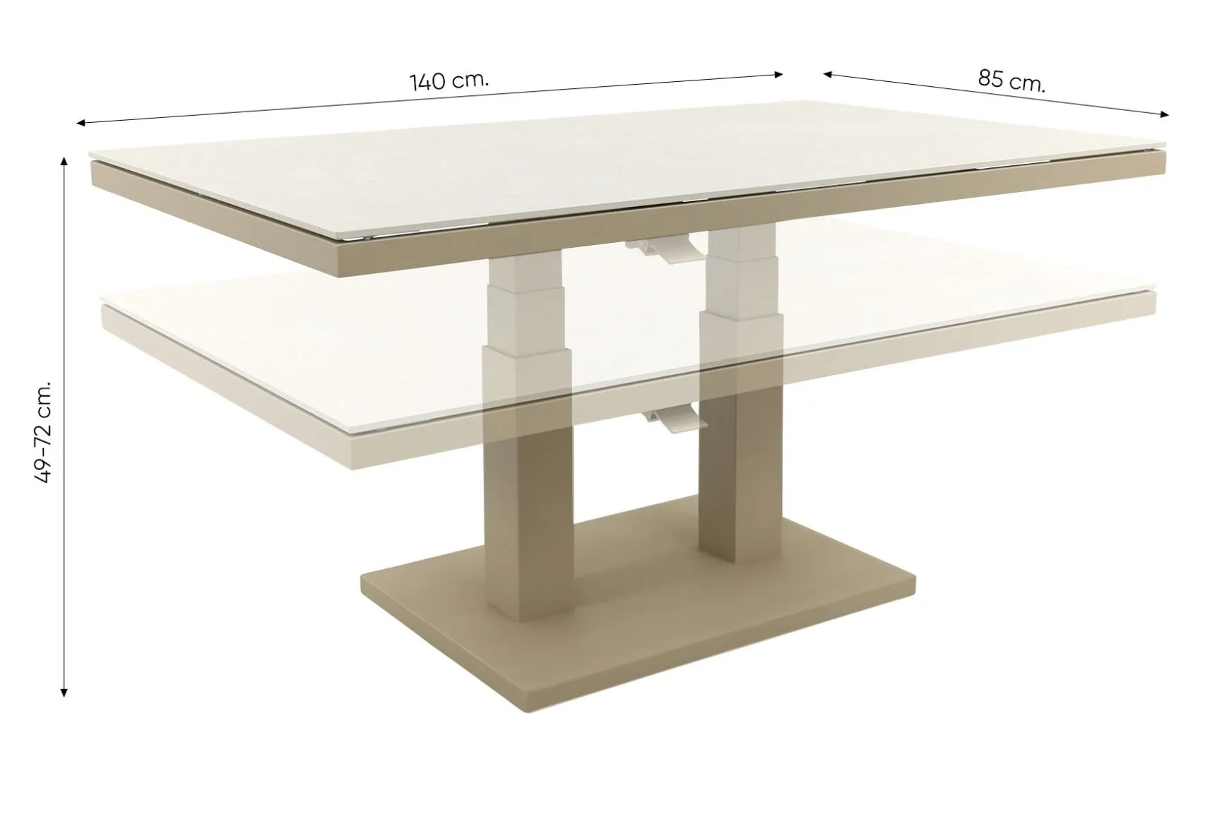 Brooklyn up&down verstelbare tuintafel 140x85 cm. - Latte