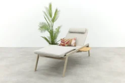 Corfu verrijdbaar ligbed incl. kussen & side table - Latte