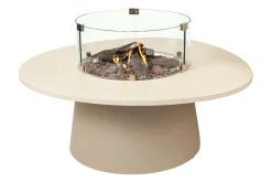 CosiDune vuurtafel set Sandy Beige - compleet met glasset & bijzettafel