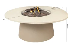 CosiDune vuurtafel set Sandy Beige - compleet met glasset & bijzettafel