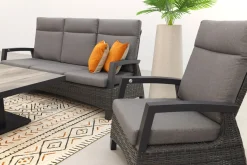 Darwin/Jersey stoel-bank loungeset 4-delig verstelbaar - Antraciet