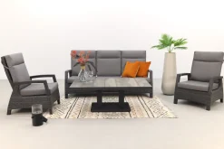 Darwin/Jersey stoel-bank loungeset 4-delig verstelbaar - Antraciet