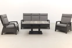 Darwin/Jersey stoel-bank loungeset 4-delig verstelbaar - Antraciet