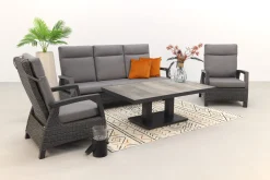 Darwin/Jersey stoel-bank loungeset 4-delig verstelbaar - Antraciet