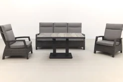 Darwin/Jersey stoel-bank loungeset 4-delig verstelbaar - Antraciet