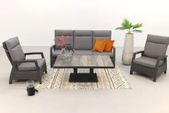Darwin/Jersey stoel-bank loungeset 4-delig verstelbaar - Antraciet