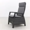 Darwin/Kings 6-persoons wicker verstelbare tuinset 220x100 cm. - Antraciet/Houtlook