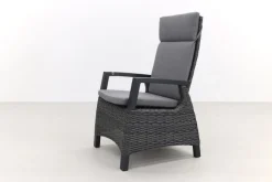 Darwin/Kings 6-persoons wicker verstelbare tuinset 220x100 cm. - Antraciet/Houtlook