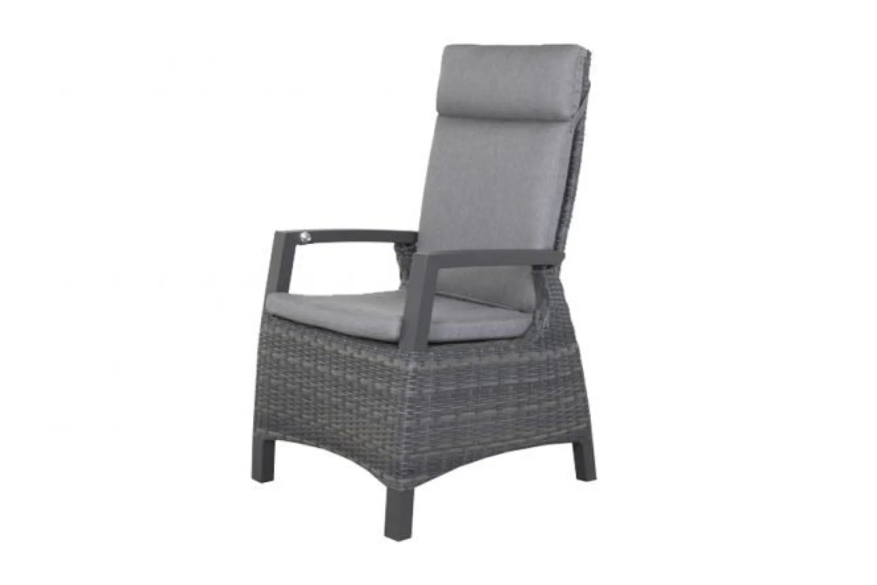 Darwin/Kings 6-persoons wicker verstelbare tuinset 220x100 cm. - Antraciet/Houtlook