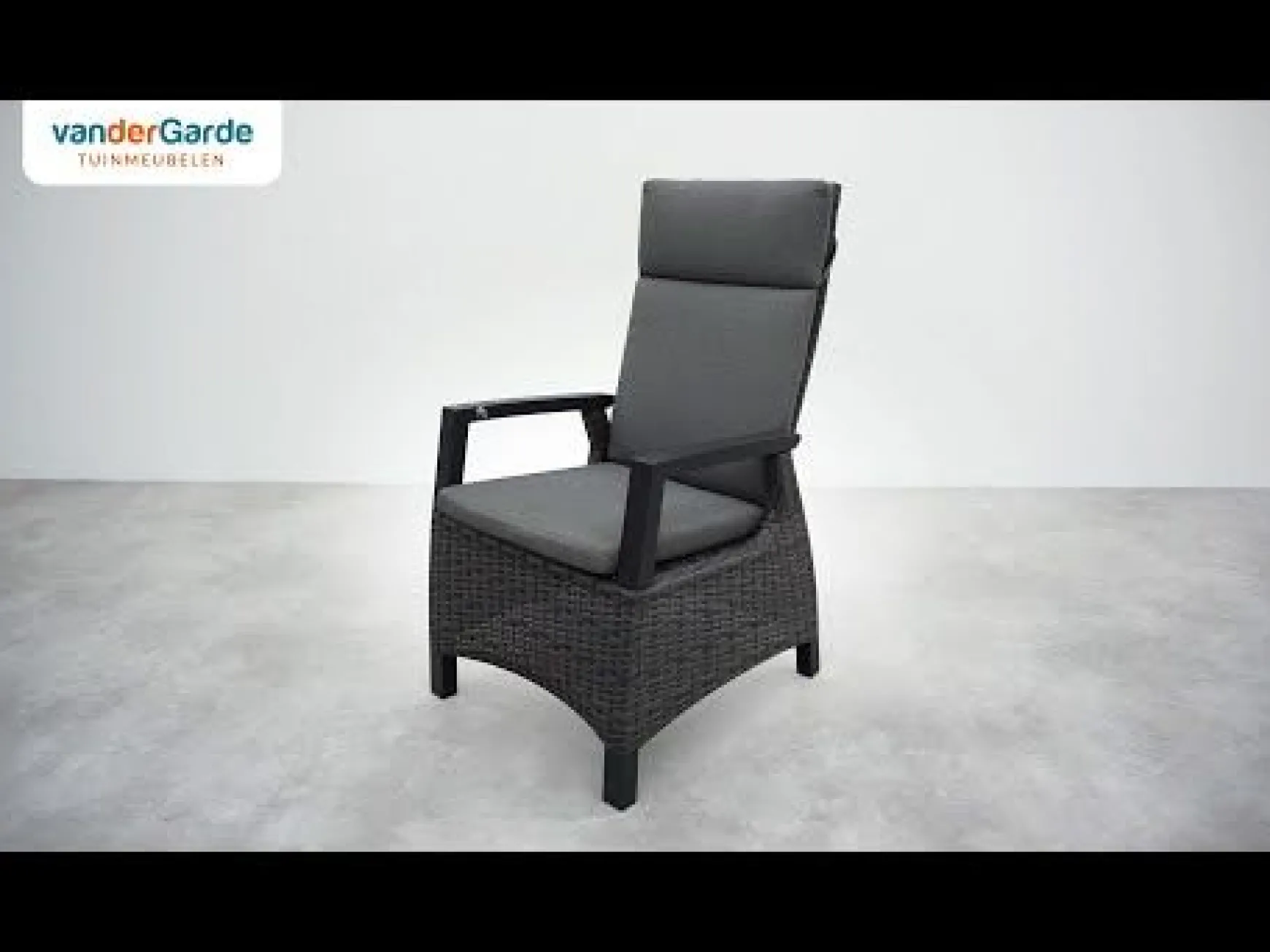 Darwin/Kings 6-persoons wicker verstelbare tuinset 220x100 cm. - Antraciet/Houtlook