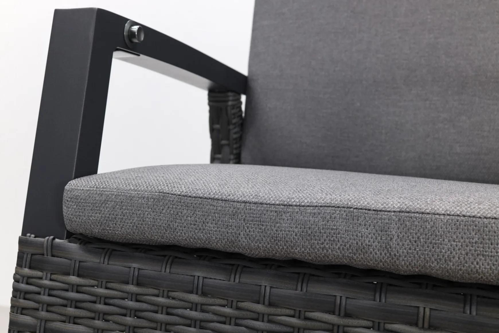 Darwin/Kings 6-persoons wicker verstelbare tuinset 220x100 cm. - Antraciet/Houtlook