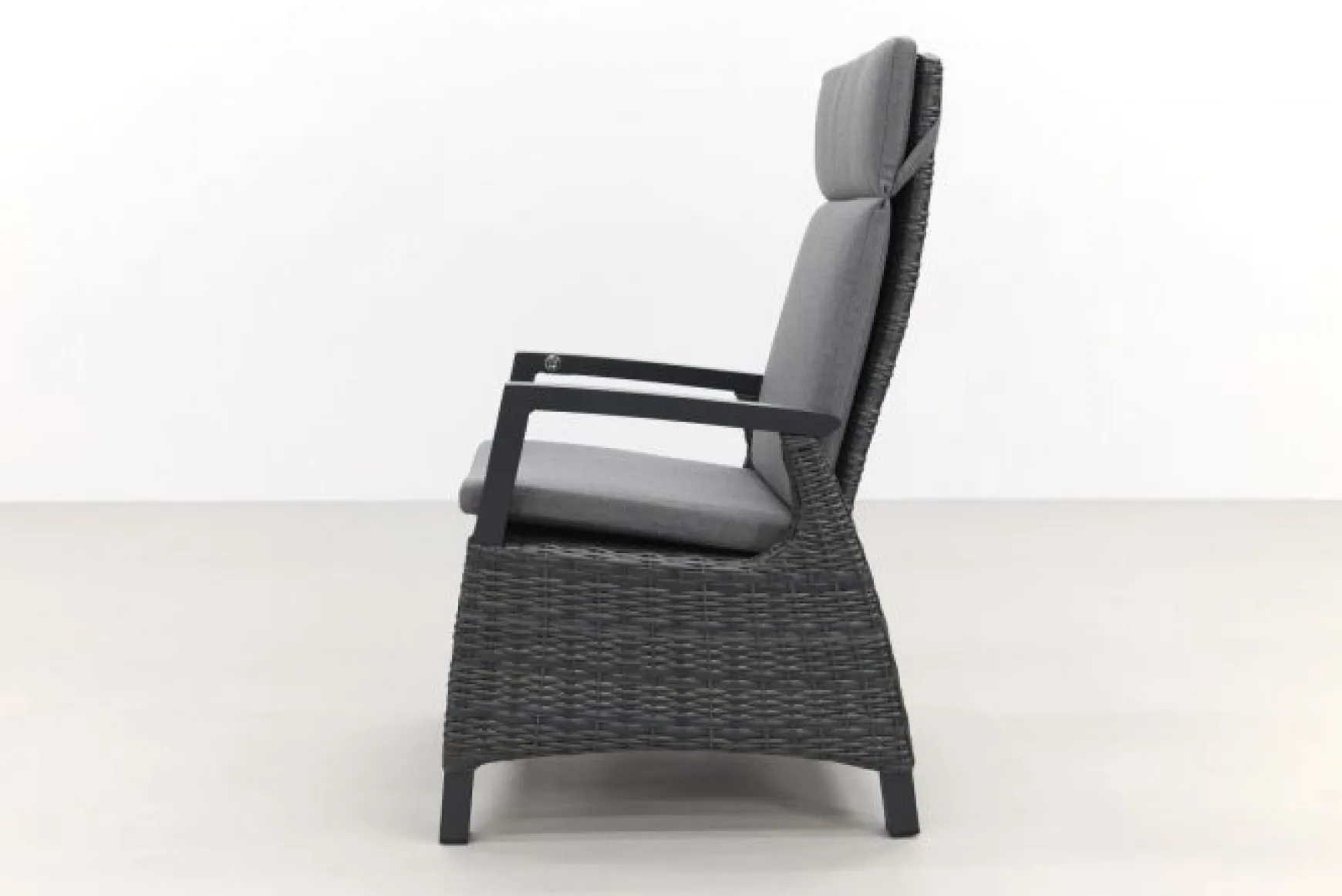 Darwin/Kings 6-persoons wicker verstelbare tuinset 220x100 cm. - Antraciet/Houtlook