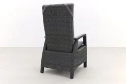 Darwin/Kings 6-persoons wicker verstelbare tuinset 220x100 cm. - Antraciet/Houtlook