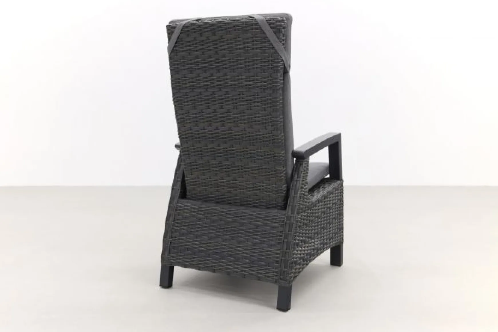 Darwin/Kings 6-persoons wicker verstelbare tuinset 220x100 cm. - Antraciet/Houtlook