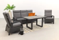 Darwin stoel-bank loungeset 4-delig verstelbaar - Antraciet