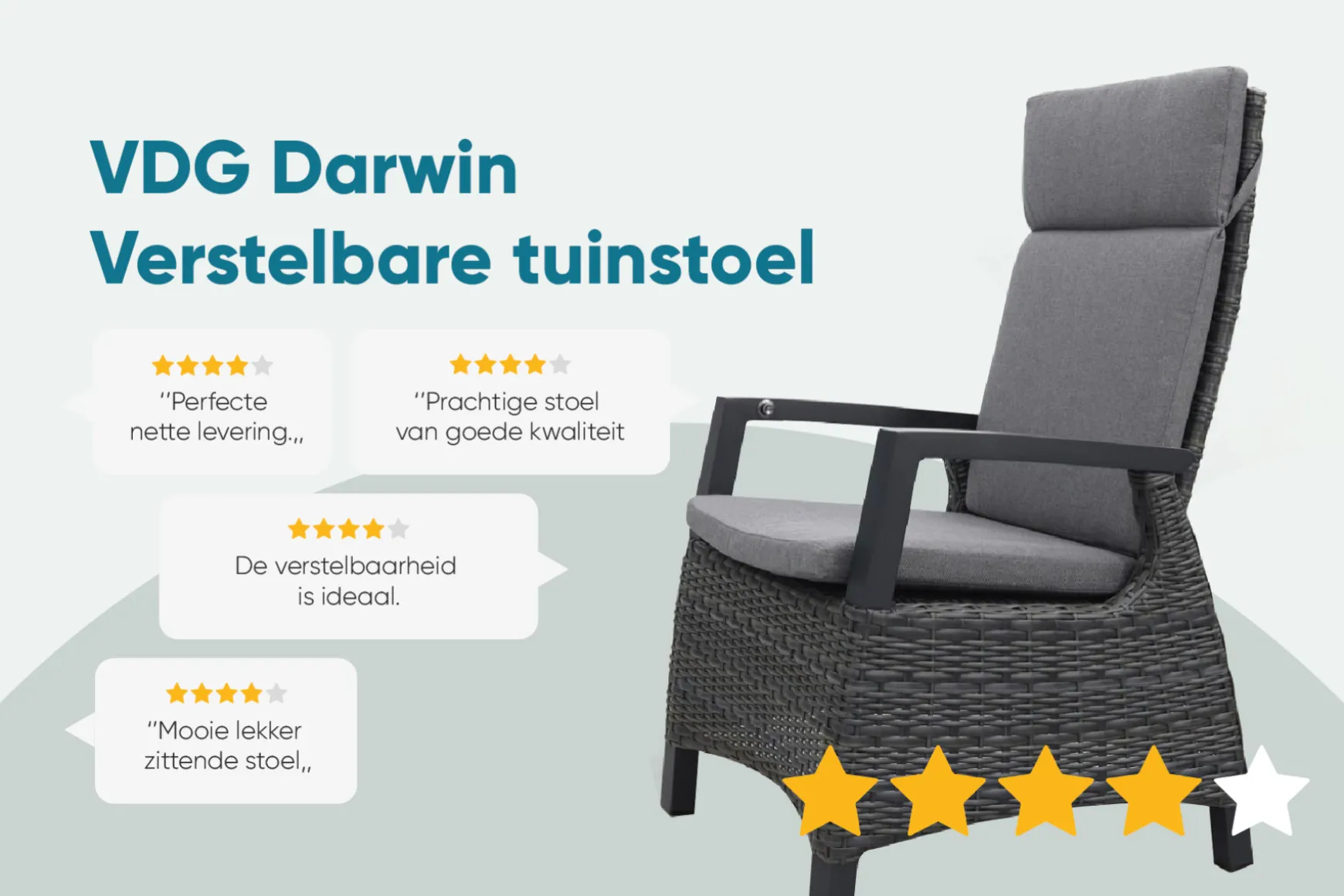 Darwin wicker verstelbare tuinstoel - antraciet