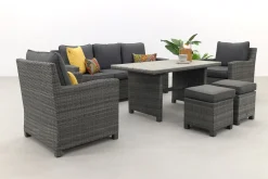 Delta lounge diningset - 6 delig- Organic grey