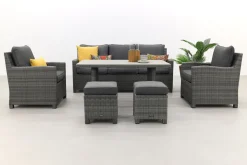 Delta lounge diningset - 6 delig- Organic grey
