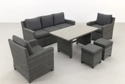 Delta lounge diningset - 6 delig- Organic grey