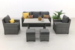 Delta lounge diningset - 6 delig- Organic grey
