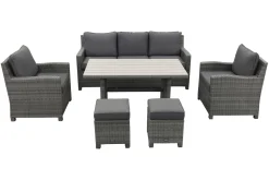 Delta lounge diningset - 6 delig- Organic grey