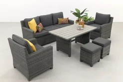 Delta lounge diningset - 6 delig- Organic grey