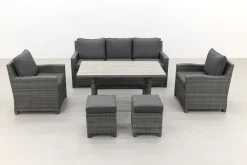 Delta lounge diningset - 6 delig- Organic grey