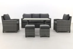 Delta lounge diningset - 6 delig- Organic grey