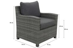 Delta lounge diningset - 6 delig- Organic grey