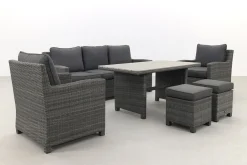 Delta lounge diningset - 6 delig- Organic grey