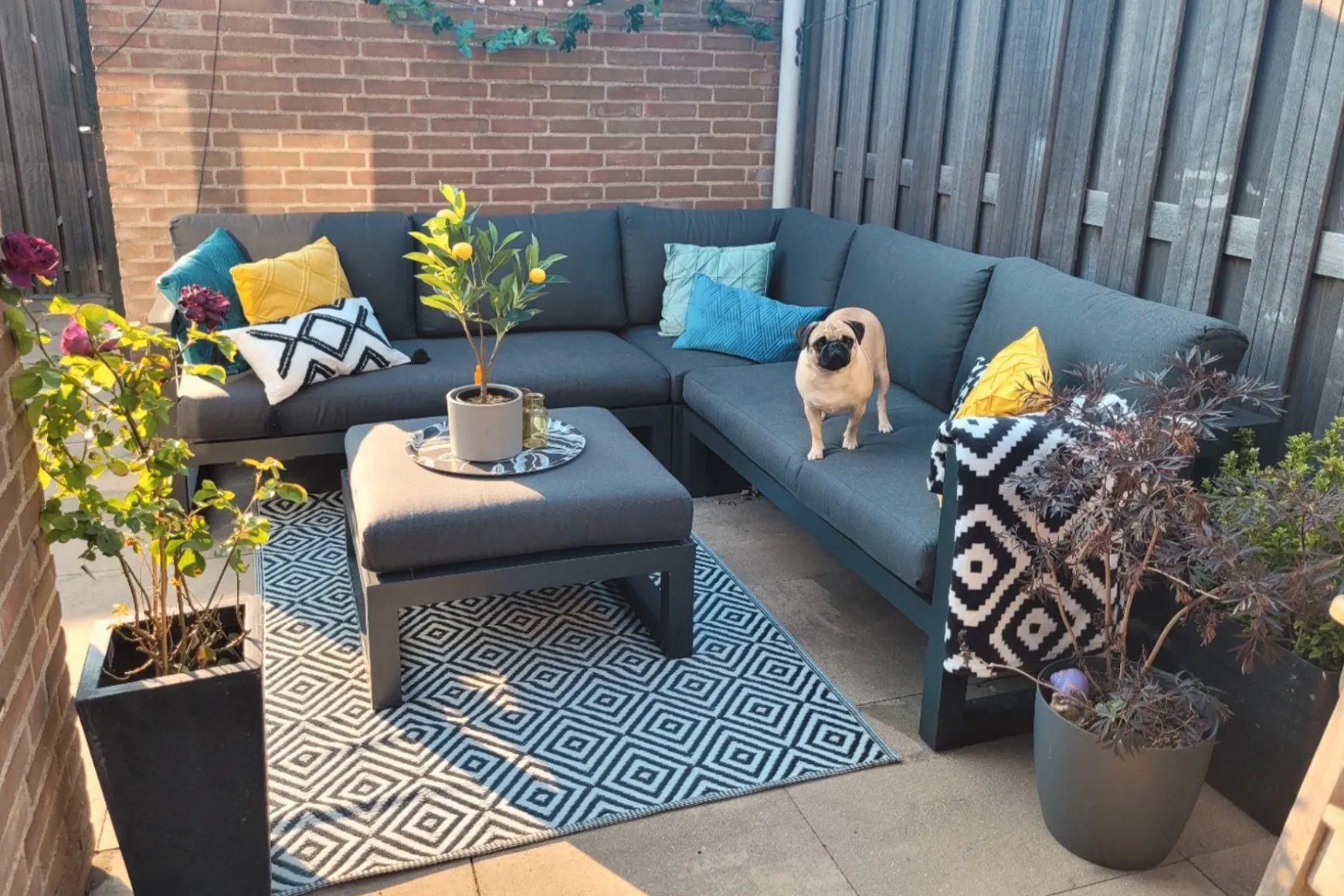 Divan aluminium loungeset - hoekbank - antraciet