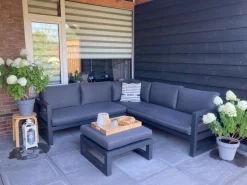 Divan aluminium loungeset - hoekbank - antraciet