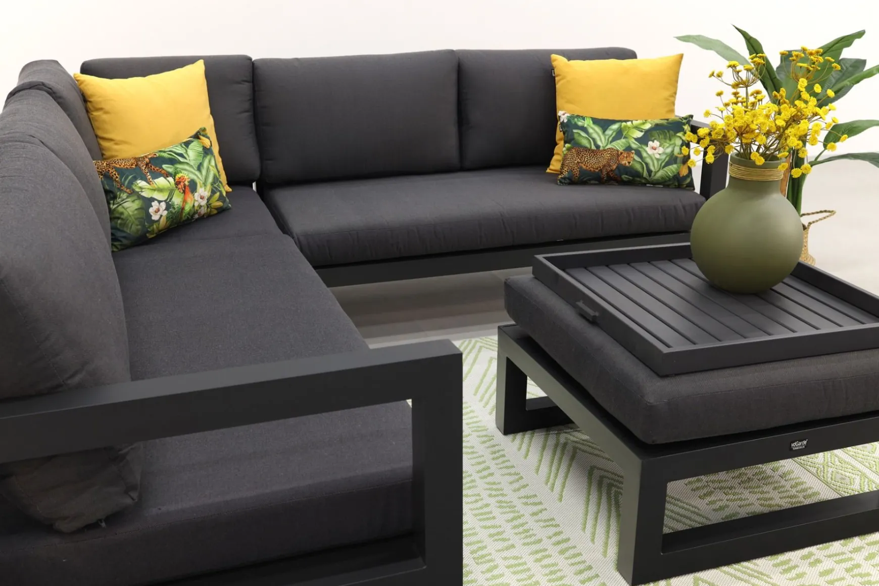 Divan aluminium loungeset - hoekbank - antraciet