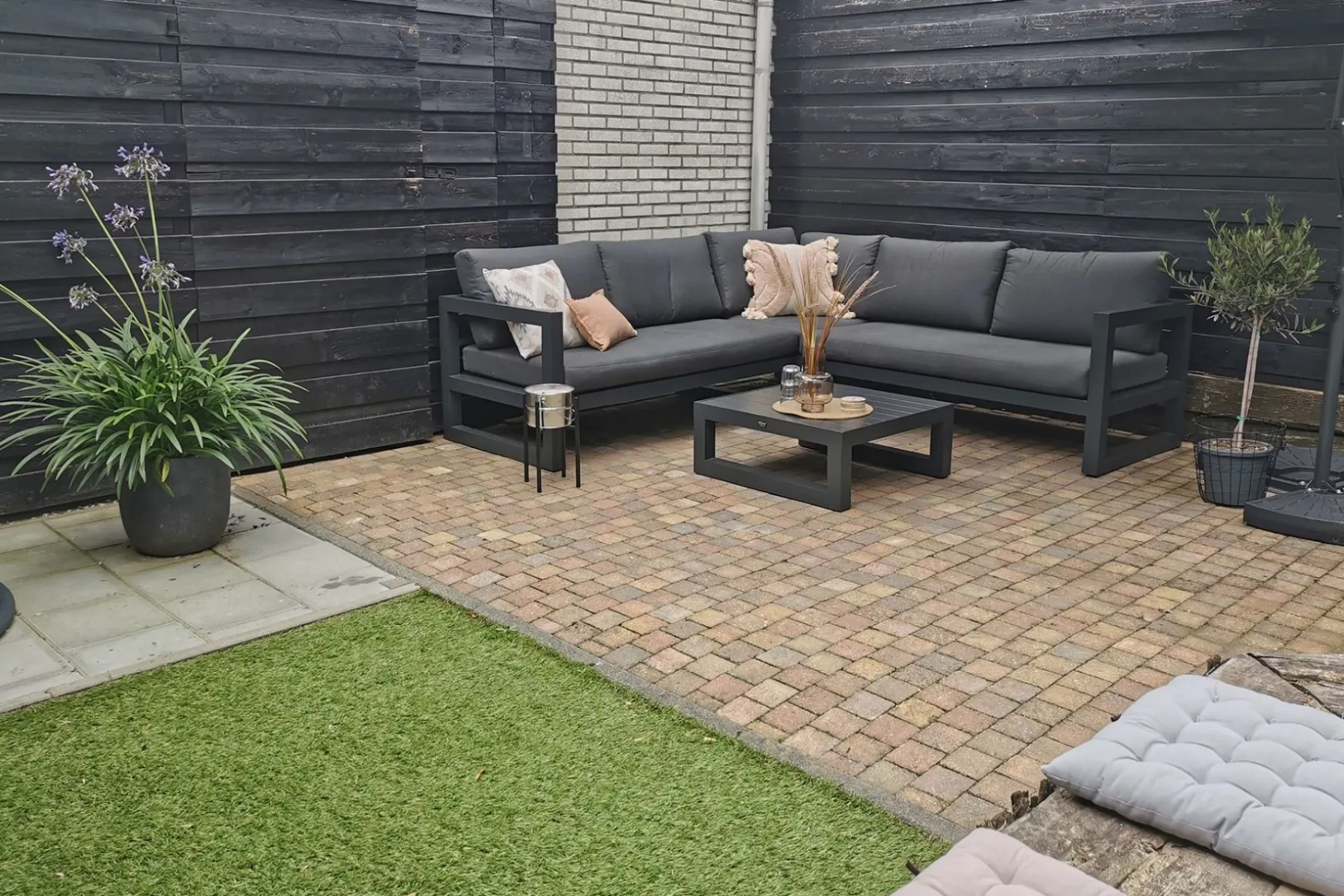 Divan aluminium loungeset - hoekbank - antraciet