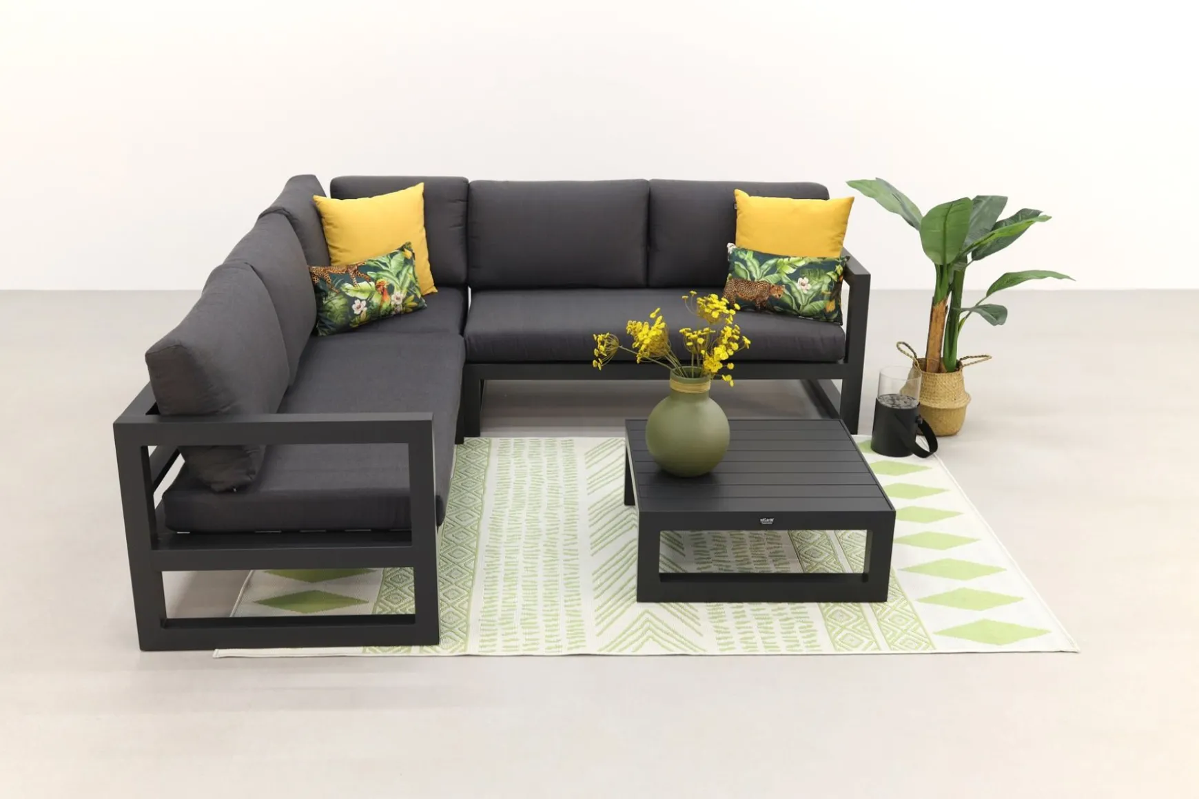 Divan aluminium loungeset - hoekbank - antraciet