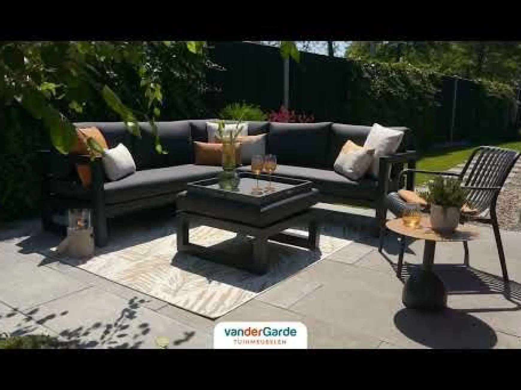 Divan aluminium loungeset - hoekbank - antraciet