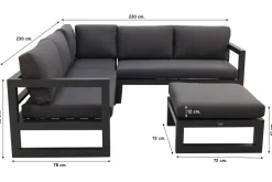 Divan aluminium loungeset - hoekbank - antraciet
