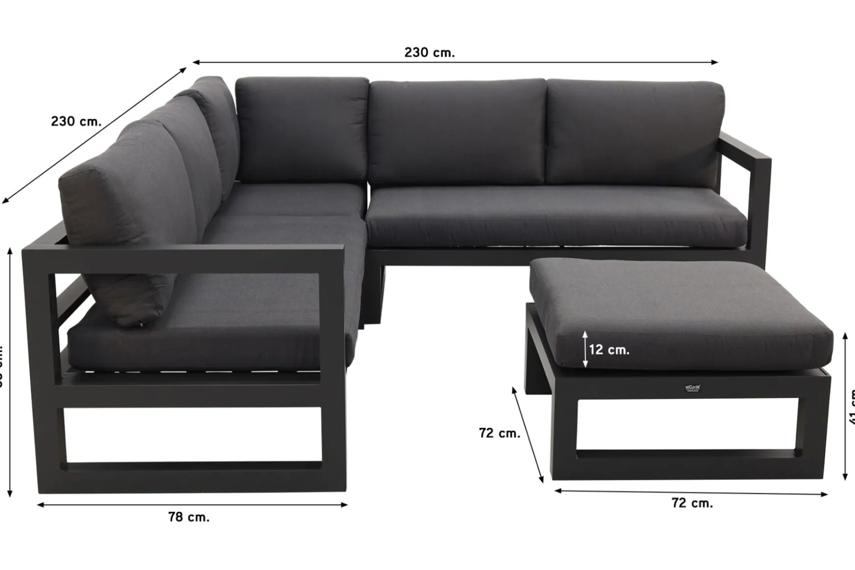 Divan aluminium loungeset - hoekbank - antraciet