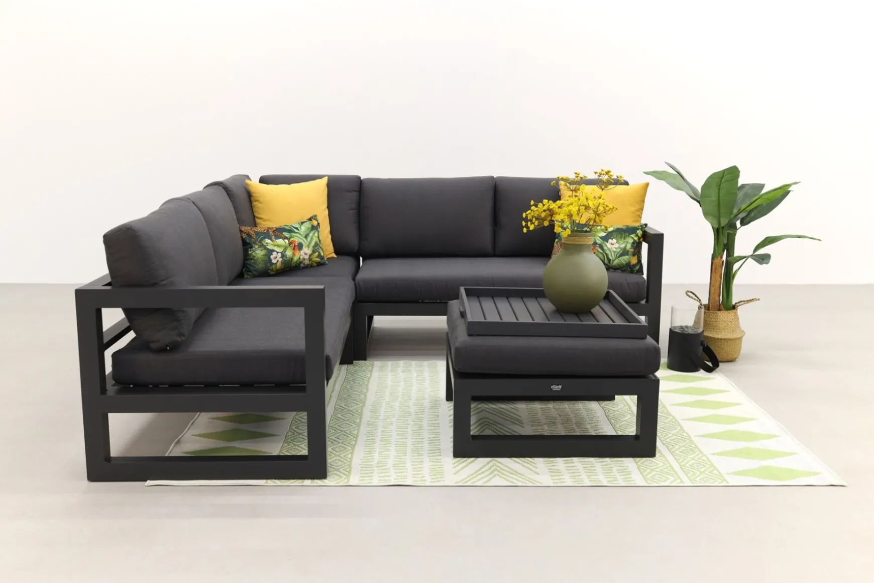 Divan aluminium loungeset - hoekbank - antraciet