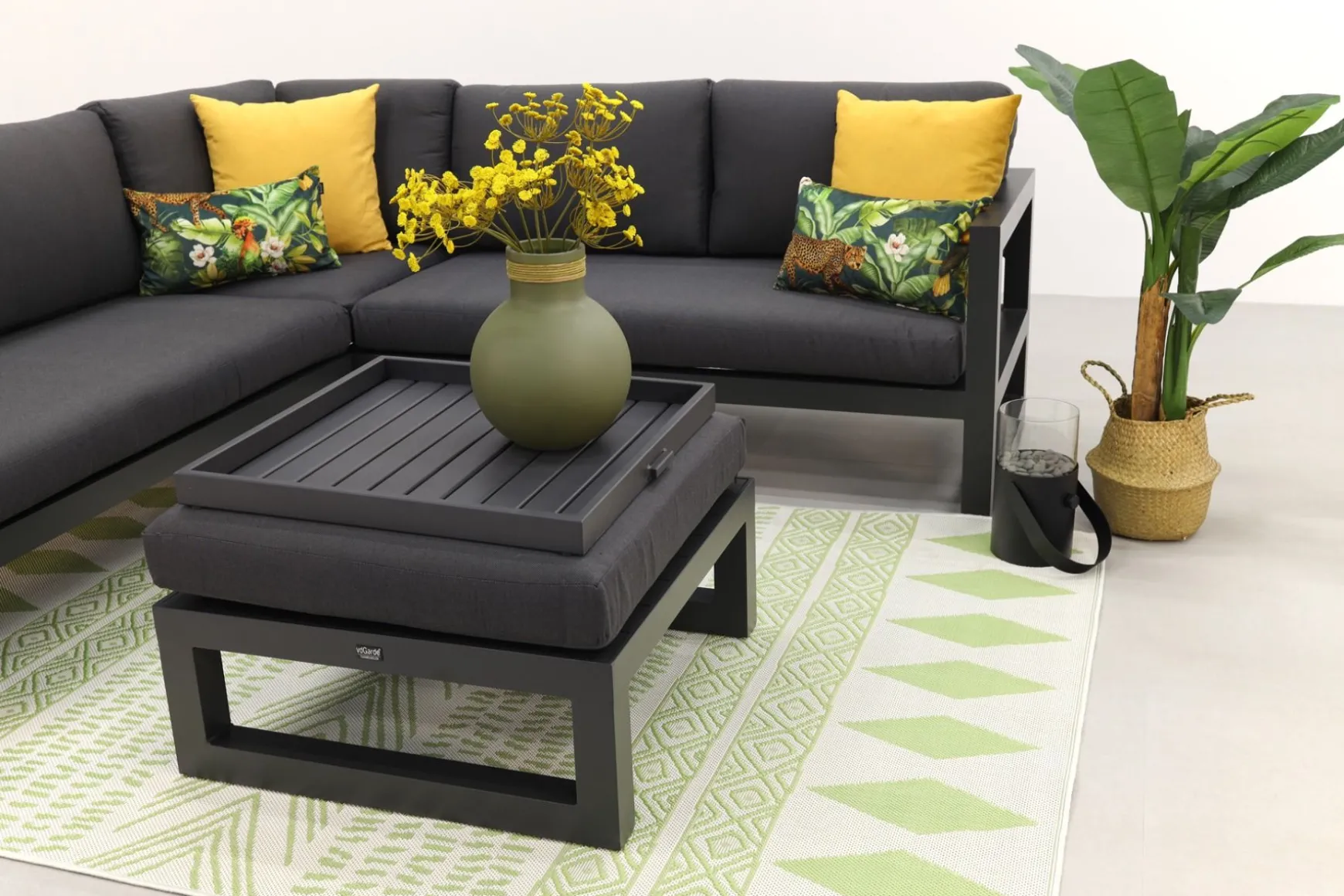 Divan aluminium loungeset - hoekbank - antraciet