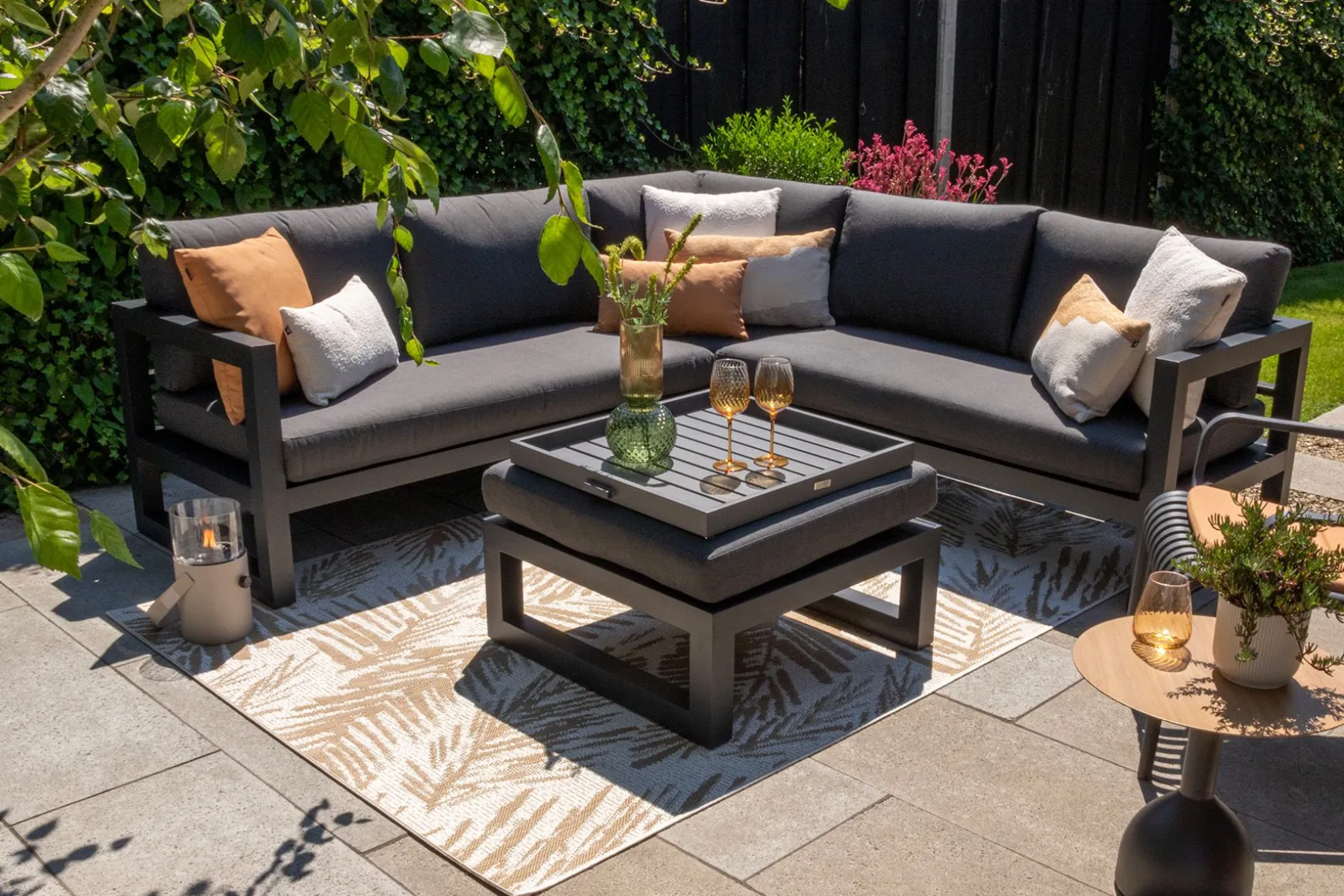 Divan aluminium loungeset - hoekbank - antraciet