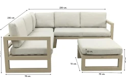 Divan aluminium loungeset - hoekbank - Latte/Beige