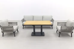 Durban/Medina teak verstelbare stoel-bank loungeset - 4-delig - Op=Op