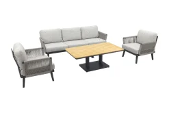 Durban/Medina teak verstelbare stoel-bank loungeset - 4-delig - Op=Op