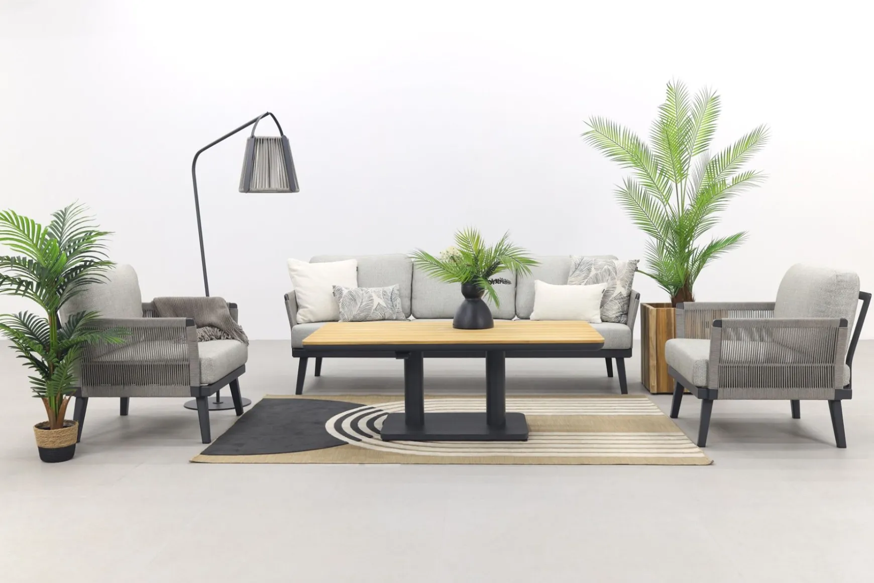 Durban/Medina teak verstelbare stoel-bank loungeset - 4-delig - Op=Op