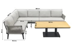 Durban/Medina teak verstelbare loungeset - hoekbank - 2-delig - Op=Op