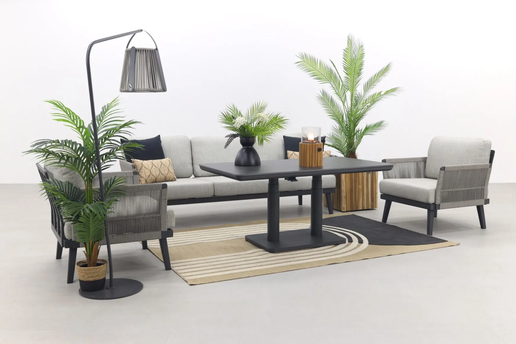 Durban/Medina verstelbare stoel-bank loungeset - 4-delig - Op=Op
