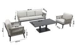 Durban/Medina verstelbare stoel-bank loungeset - 4-delig - Op=Op